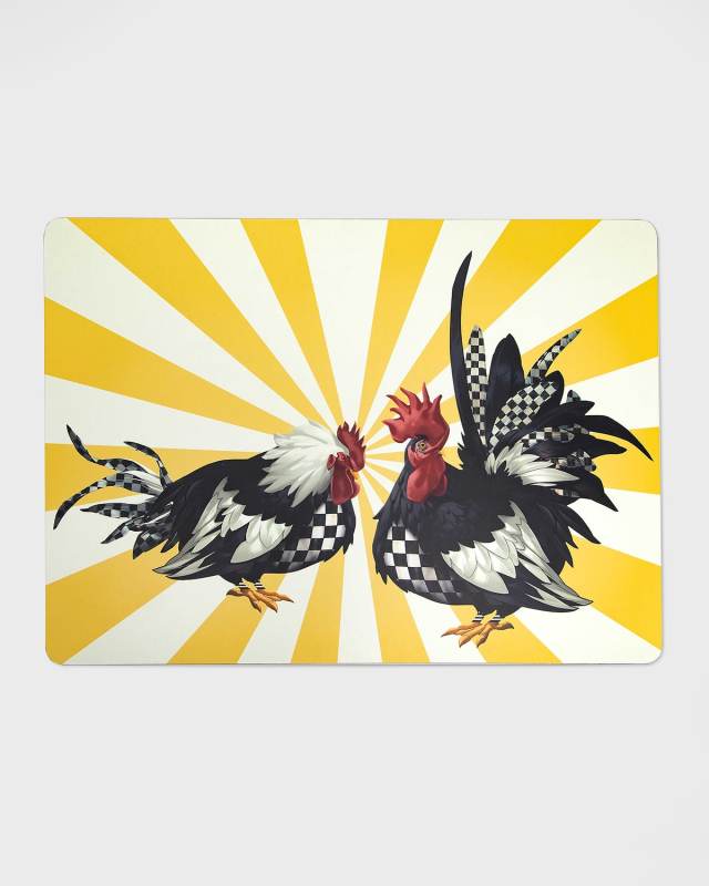 Sunrise Rooster Cork Back Placemats, Set of 4